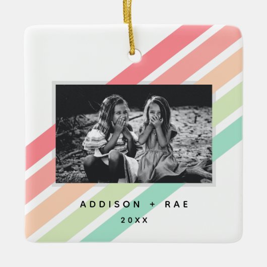 Rainbow Custom Personalized Photo Ornament  セラミックオーナメント (正面)