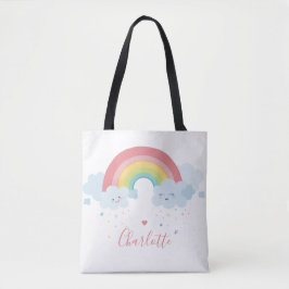 RAINBOW cute cloudsパステルかわいらしカラー名 トートバッグ