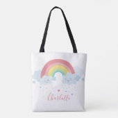 RAINBOW cute cloudsパステルかわいらしカラー名 トートバッグ (裏面)