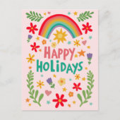 Rainbow Cute Floral CUSTOM Photo Business Customer シーズンポストカード (正面)