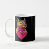 Rainbow Cute Squirrel Hugging Valentine Heart Love コーヒーマグカップ (左)