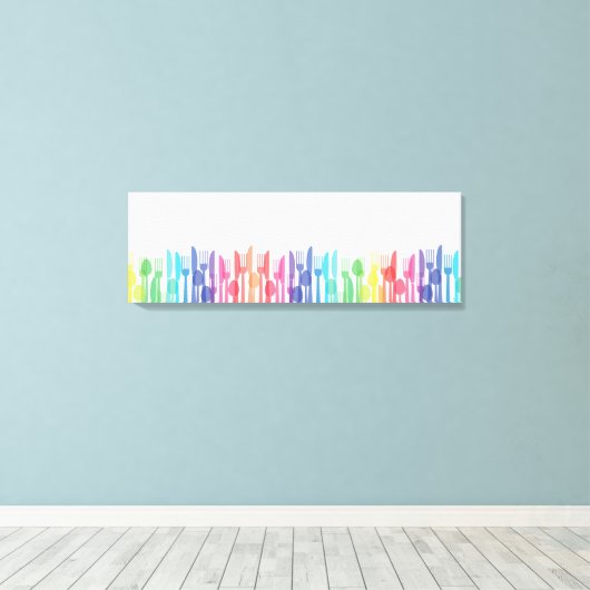 Rainbow Cutlery Modern Transparent Minimalist  キャンバスプリント (インサイチュ (ウッドフロア))