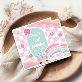  Rainbow Daisy Car Birthday Napkin スタンダードカクテルナプキン