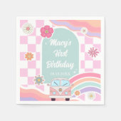  Rainbow Daisy Car Birthday Napkin スタンダードカクテルナプキン (正面)