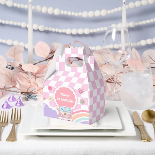 Rainbow Daisy Floral Car Birthday フェイバーボックス (ウェディング)