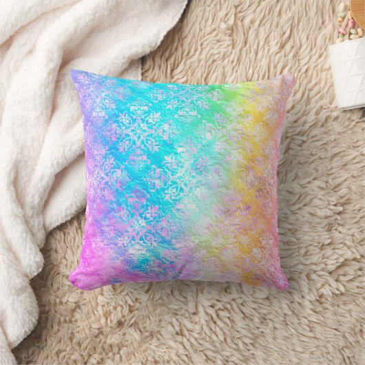 [Rainbow Damask] Elegant Colorful Pastels クッション (ブランケット)