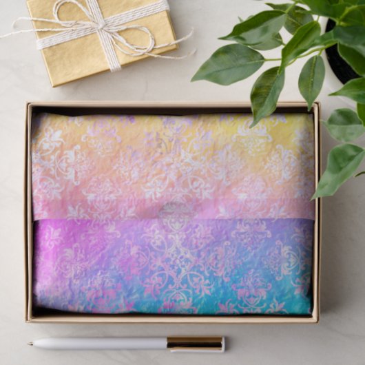 [Rainbow Damask] Elegant Colorful Soft Pastels 薄葉紙 (ギフト)