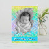 [Rainbow Damask] Soft Pastels Baby Boy Birth 案内状 (スタンド正面)