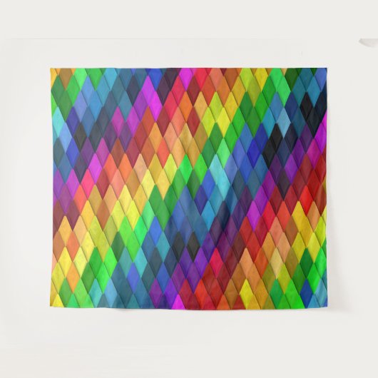 Rainbow Diamond Geometric Pattern タペストリー (正面(横))