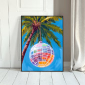 Rainbow Disco Ball | Pastel Watercolor Painting ポスター