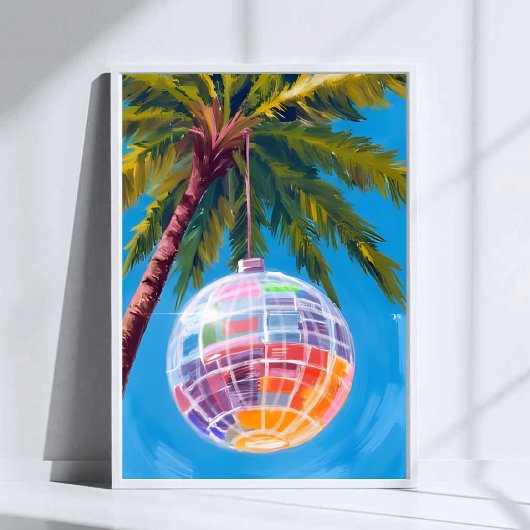 Rainbow Disco Ball | Pastel Watercolor Painting ポスター