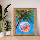 Rainbow Disco Ball | Pastel Watercolor Painting ポスター