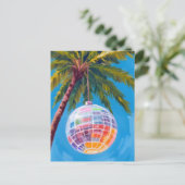 Rainbow Disco Ball | Pastel Watercolor Painting ポストカード (スタンド正面)