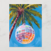 Rainbow Disco Ball | Pastel Watercolor Painting ポストカード (正面)