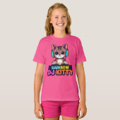 RAINBOW DJ KITTY - Vibrant Cat Tシャツ (正面フル)