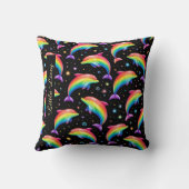 Rainbow Dolphin Throw Pillow – Customizable Name クッション (裏面)