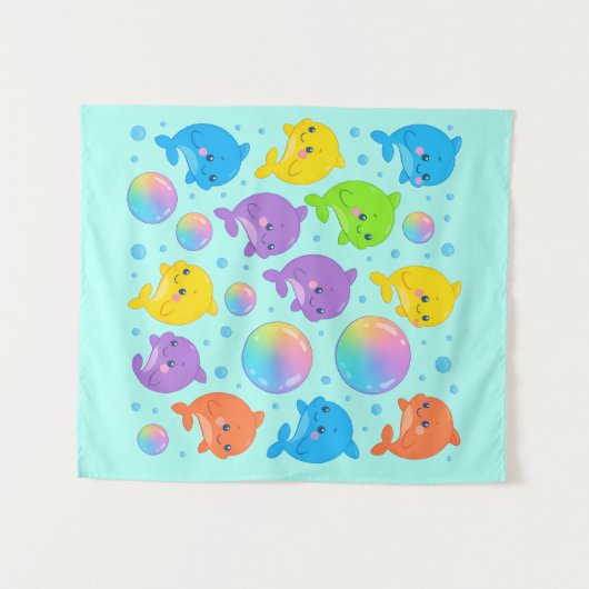 Rainbow Dolphins タペストリー (正面(横))