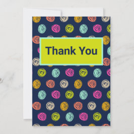 Rainbow Doodle Dot Confetti on Navy Wrapping Paper サンキューカード
