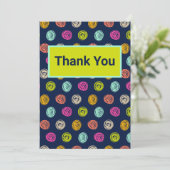 Rainbow Doodle Dot Confetti on Navy Wrapping Paper サンキューカード (スタンド正面)