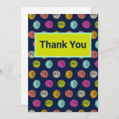 Rainbow Doodle Dot Confetti on Navy Wrapping Paper サンキューカード (正面/裏面)