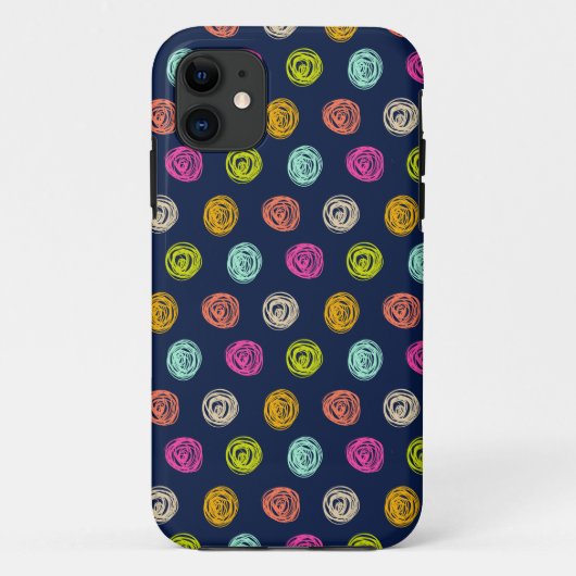 Rainbow Doodle Dot Confetti on Navy Wrapping Paper Case-Mate iPhoneケース (裏面)