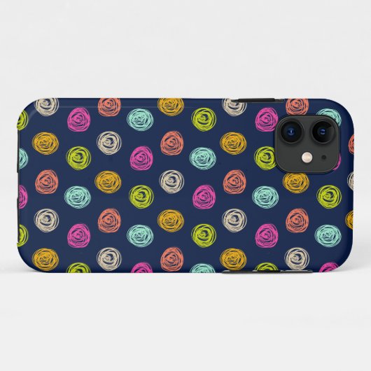 Rainbow Doodle Dot Confetti on Navy Wrapping Paper Case-Mate iPhoneケース (裏面(横))