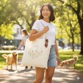  Rainbow Doodle Line Art Dog Face Tote Bag トートバッグ