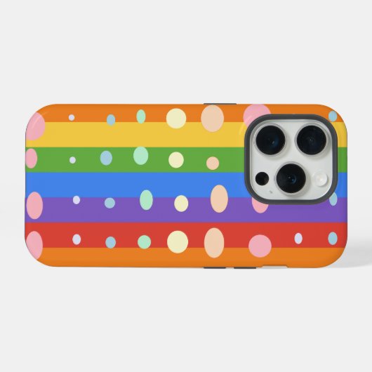 RAINBOW DOT STRIPES iPhoneケース (裏面横)