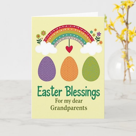 Rainbow Dots Easter Card カード (黄色い花)