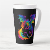 Rainbow dragon breathing colorful flames fantasy カフェラテマグ (右アングル)