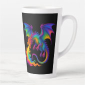 Rainbow dragon breathing colorful flames fantasy カフェラテマグ (右)