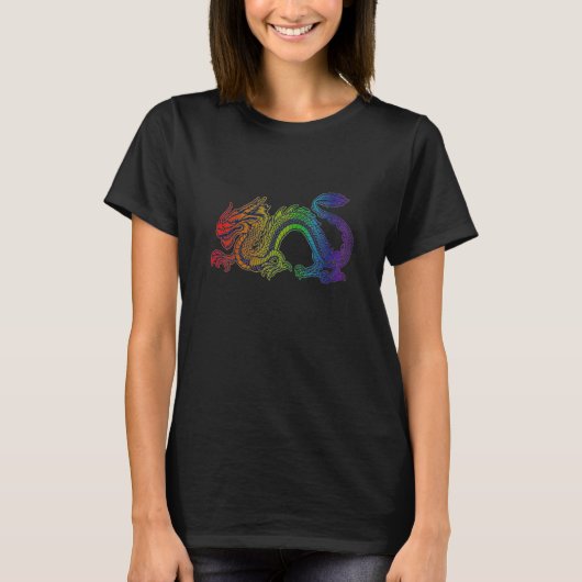 Rainbow Dragon Flame LGBTQ Pride Mystical Tシャツ (正面)