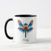 Rainbow Dragonfly Personalized Name  マグカップ (左)