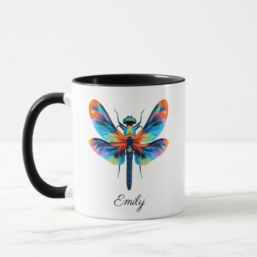 Rainbow Dragonfly Personalized Name  マグカップ (左)