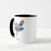Rainbow Dragonfly Personalized Name  マグカップ (正面左)