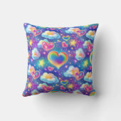 Rainbow Dreamy Hearts Throw Pillow クッション (裏面)