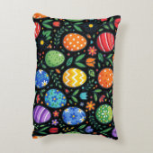 Rainbow Easter Eggs & Flowers アクセントクッション (裏面(縦))