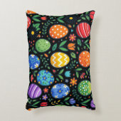 Rainbow Easter Eggs & Flowers アクセントクッション (正面(垂直))