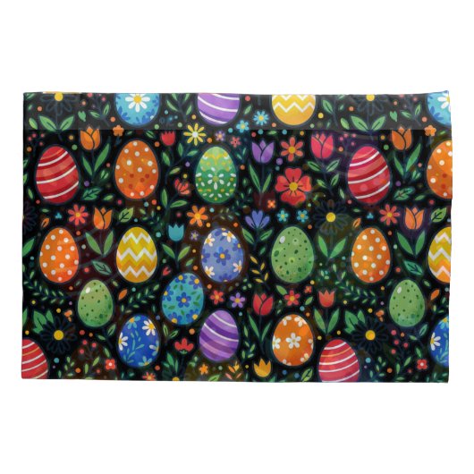 Rainbow Easter Eggs & Flowers 枕カバー (裏面)