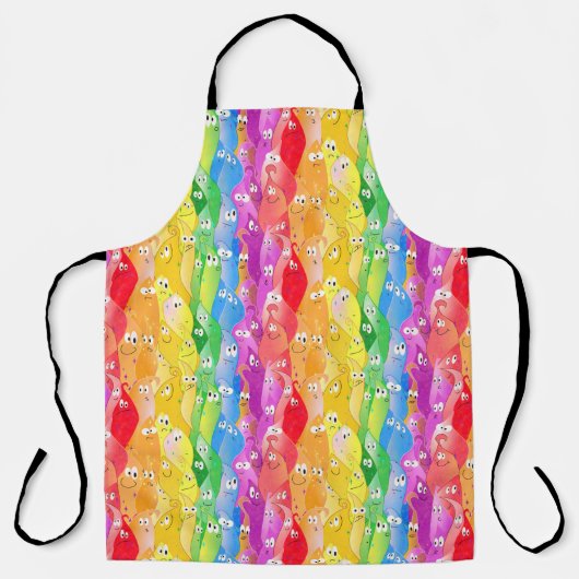 Rainbow Emoting Blob Cute Monsters エプロン (正面)