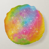 Rainbow Energy – Metatron’s Cube Sacred Geometry ラウンドクッション (裏面)