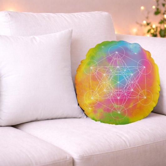 Rainbow Energy – Metatron’s Cube Sacred Geometry ラウンドクッション