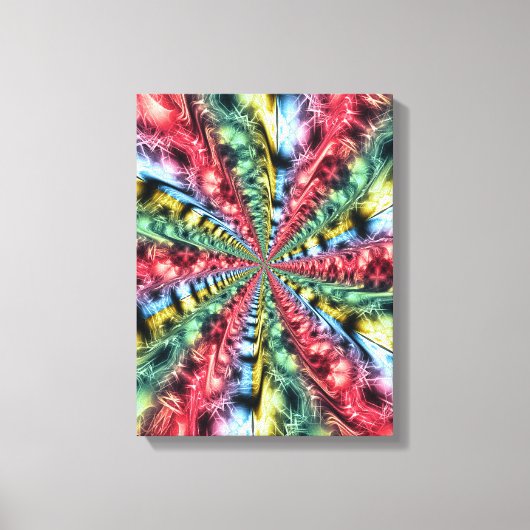 Rainbow Energy Starburst Fractal Art キャンバスプリント (正面)
