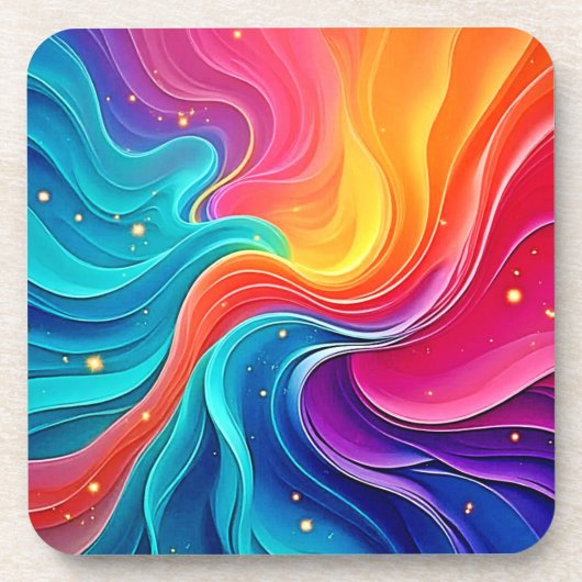 Rainbow Energy Swirl: Vibrant Flow Art コースター (正面)