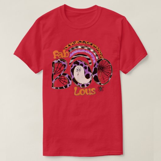 Rainbow Faboolous Ghost Spooky Season Happy Hallow Tシャツ (デザイン正面)