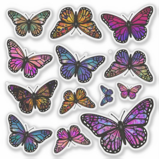 Rainbow Fantasy Monarch Butterfly Stickers シール (正面)