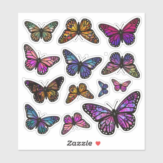 Rainbow Fantasy Monarch Butterfly Stickers シール (シート)