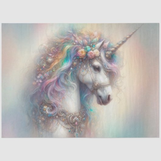 Rainbow Fantasy Unicorn Portrait Craft Decoupage  薄葉紙 (正面)