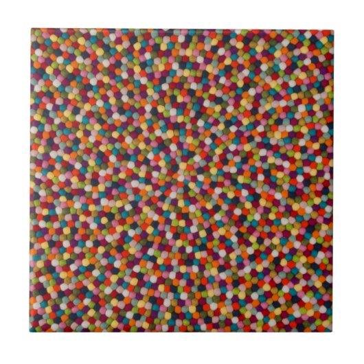 Rainbow Felt Ball Mosaic Rug タイル (正面)