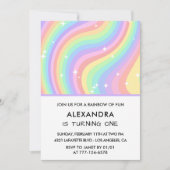 Rainbow First Birthday Modern Girl 招待状 (正面)